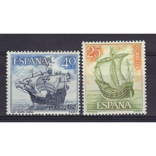 Espagne 1964 : Marine : "Santa Maria" De Colomb / Caraque Du 16è Siècle - Série De 2 Timbres Neufs *