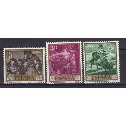 Espagne 1959 : Journée Du Timbre : Oeuvres De Vélasquez - Série De 3 Timbres Neufs *