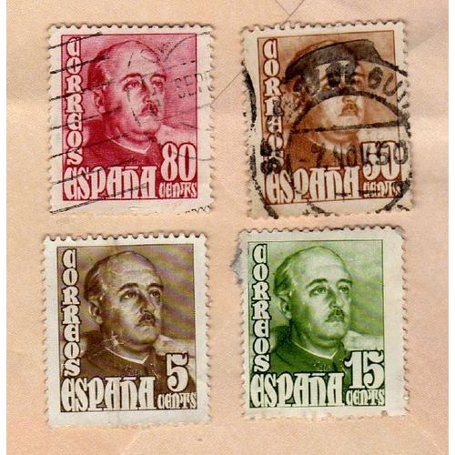 Lot De 4 Timbres España Espagne Correos Franco