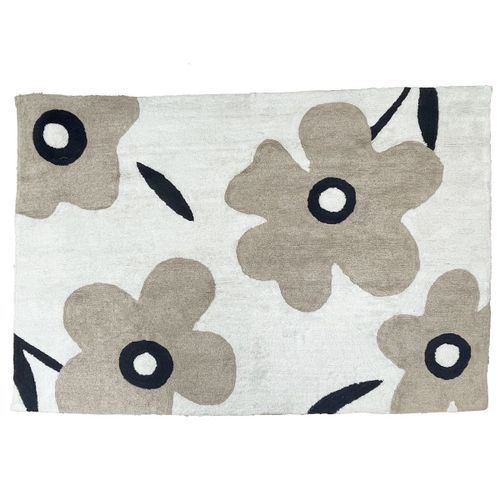 Tapis Déco Floral En Coton Tufté