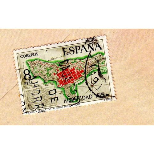 Timbre España Espagne  Plaza Y Bahia De Puerto Rico 1972