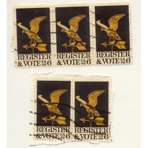 Timbre U S A, Register & Vote, U S 6 Cents, Oblitérés (5 Timbres)