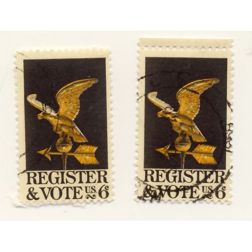 Timbre U S A, Register & Vote, U S 6 Cents Oblitéré (2 Timbres)