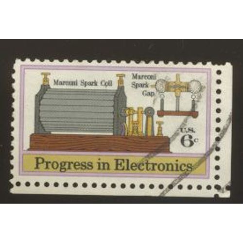 Timbre U S A, Progress In Electronics, Marconi Spark Coil, Marconi Spark Gap, U S 6 Cents, Oblitéré