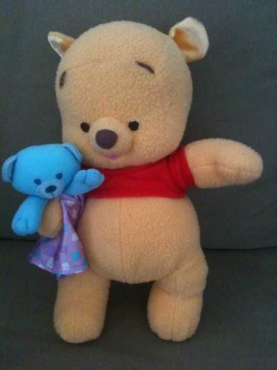 Peluche Winnie L Ourson Bebe Et Sont Doudou Bleu 25 Cm Rakuten