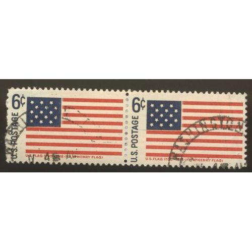 Tibre U S A, U S Flag 1795 - 1818 ( Ft Mc Henry Flag ) U S Postage 6 Cents Oblitéré