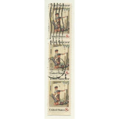 Timbre U S A, Tom Sawyer, United States 8 Cents Oblitéré (3 Timbres)