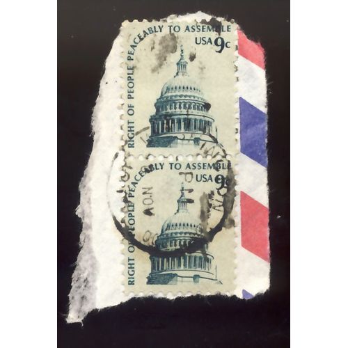 Timbre U S A, Right Of People Peaceabily To Assemble, U S A 9 Cents, Oblitéré (2 Timbres)