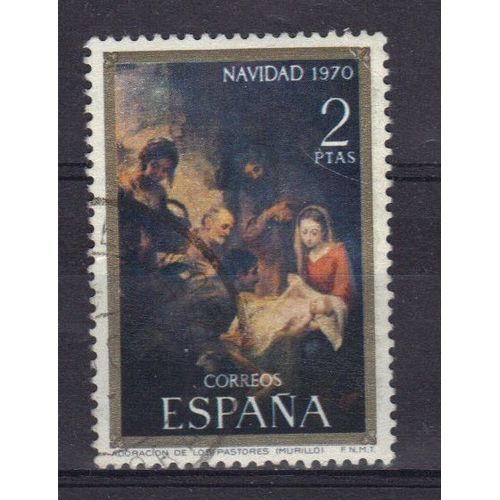 Espagne 1970 : Noël : Adoration Des Bergers, Par Murillo - Timbre Oblitéré