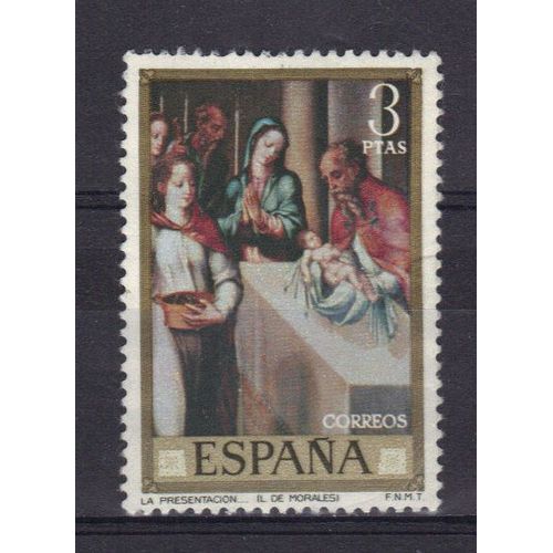 Espagne 1970 : Journée Du Timbre : Peinture Religieuse De L. De Moralès : La Présentation - Timbre Oblitéré