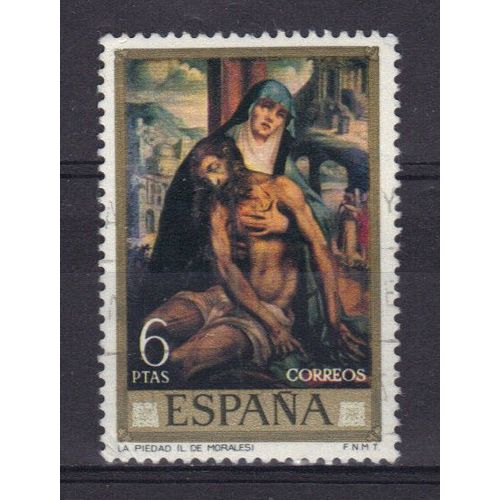 Espagne 1970 : Journée Du Timbre : Peinture Religieuse De L. De Moralès : La Pietà - Timbre Oblitéré
