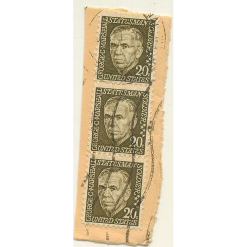 Timbre U S A, George C Marshall Statesman Soldier, United States 10 Cents Oblitéré (3 Timbres)