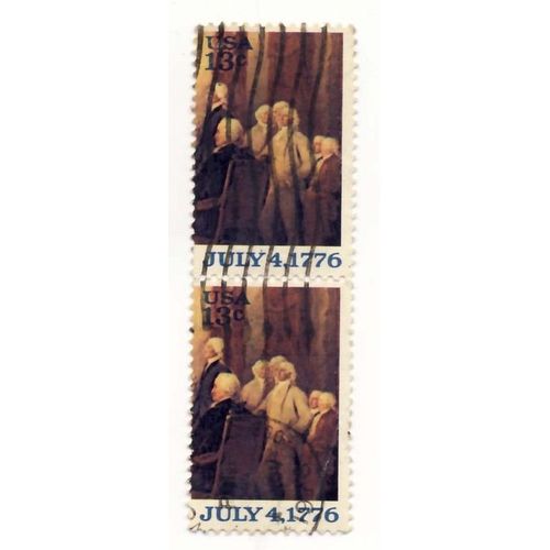 Timbre U S A, 4 Juillet 1776, 13 Cents, Oblitéré (2 Timbres)