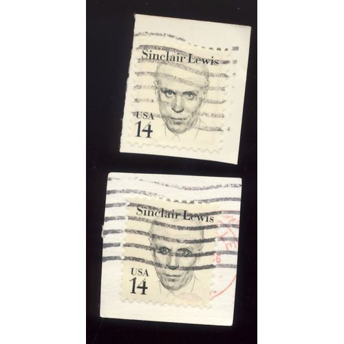 Timbre U S A, Sinclair Lewis,  U S A 14 Cents Oblitéré (2 Timbres)