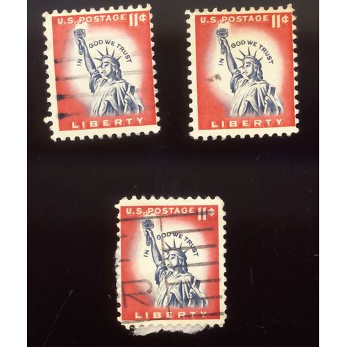 Timbre U S A, In God We Trust Liberty, 11 Cents, Oblitéré (3 Timbres)