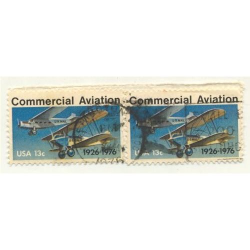 Timbre U S A, Commercial Aviation 1926-1976, U S A 13 Cents, Oblitéré (2 Timbre)