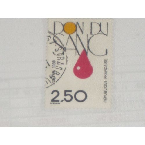 Timbre Oblitéré De 2.50, Don Du Sang, 1988.