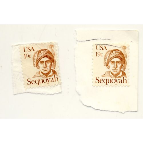 Timbre U S A Sequoyah, U S A 19 Cents Oblitéré (2 Timbres)