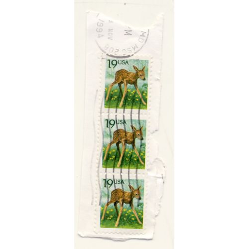 Timbre U S A, Faon, 19 Cents Oblitéré (3 Timbres)