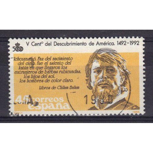 Espagne 1986 : 500è Anniversaire De La Découverte De L'amérique : Conquistador Espagnol - Timbre Oblitéré
