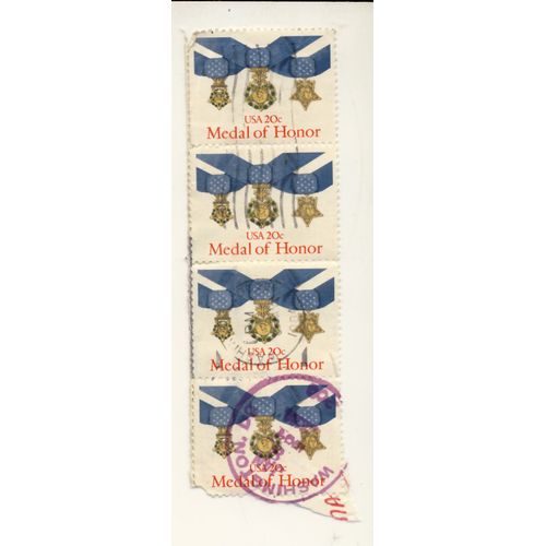 Timbre U S A, Medal Of Honor, U S A 20 Cents Oblitéré (4 Timbres)