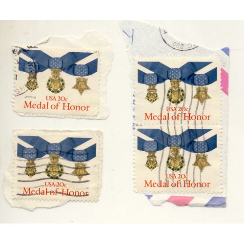 Timbre U S A, Medal Of Honor, U S A 20 Cents Oblitéré (4 Timbres)