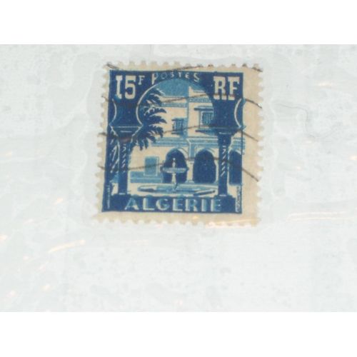 Timbre Oblitéré De 15 Francs, Habitation, Algérie.