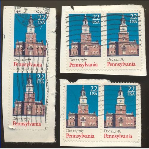 Timbre U S A, Dec 7, 1787 Pennsylvania, U S A 22 Oblitéré (6 Timbres)