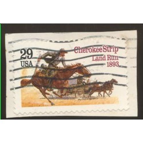 Timbre U S A, Cherokee Strip Land Run 1893, U S A 29 Oblitéré