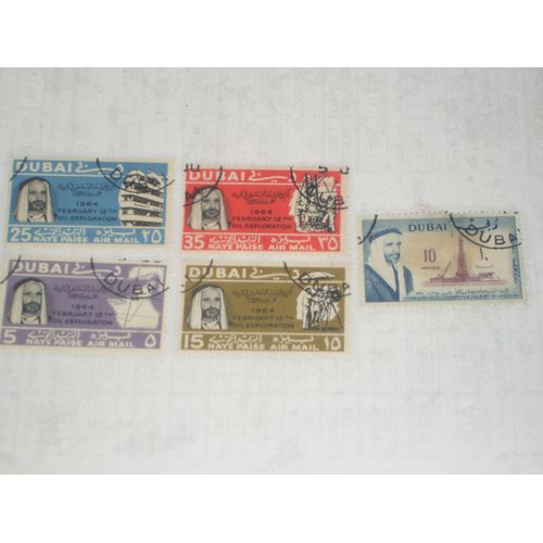 Dubai , Lot De 5 Timbres , Oil Exploration, 1964