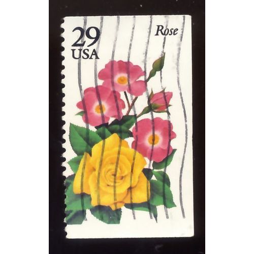 Timbre U S A, Rose, U S A 29 Oblitéré
