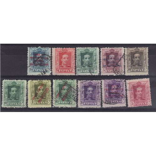 Espagne 1922 : Alphonse 13 - Série De 11 Timbres Oblitérés Dont 10 Timbres Numérotés Au Verso