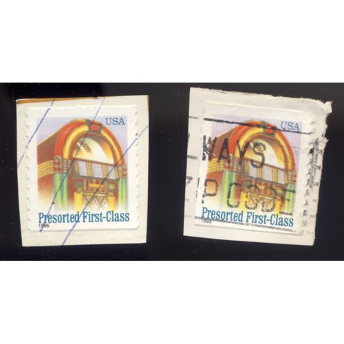 Timbre U S A, Juke Box, Presorted First Class,  Oblitéré, Année D'émission En Noir (2 Timbres)