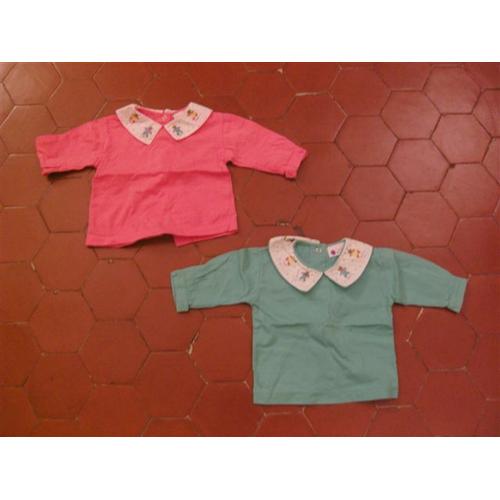 Lot De 2 Brassières Jersey Coton Vert Et Rose O'kids Mini