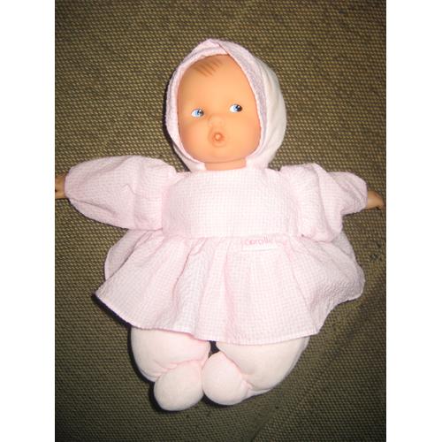 Poupée Petite Fille Bébé Robe Rose Vichy 28 Cm