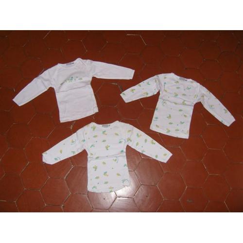 Lot De 3 Maillots De Corps Jersey Coton Blanc + Imprimé Vertbaudet