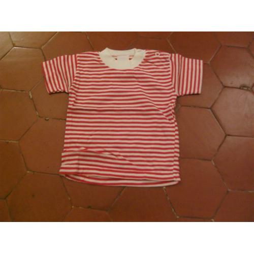T-Shirt Coton Rayé Rouge Et Blanc Quelle