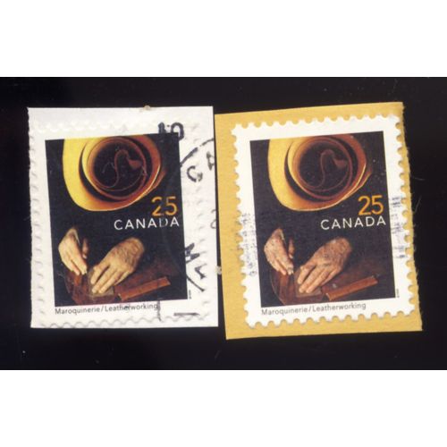 Timbre Canada, Maroquinerie, Leatherworking, Canada 25 Cents Oblitéré (2 Timbres)