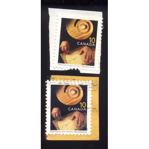 Timbre Canada, Ébénesterie D'art, Artistic Woodworking, Canada 10 Cents Oblitéré (2 Timbres)