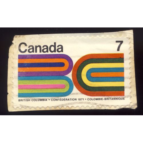 Timbre Canada, British Columbia - Confederation 1871 - Colombie Britannique, Canada 7 Cents Oblitéré