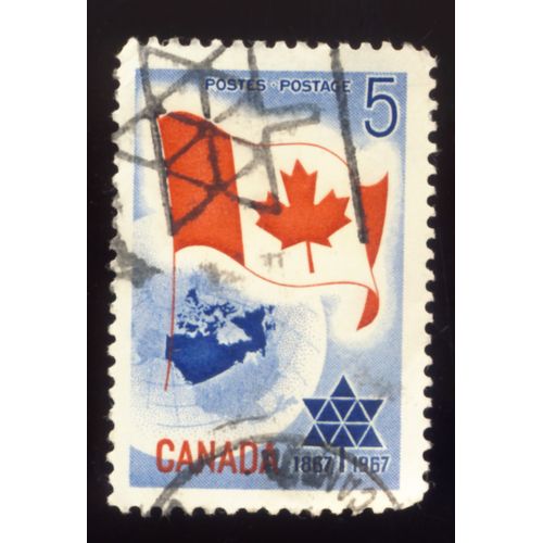 Timbre Canada, Canada 1867 - 1967, Poste Postage 5 Cents Oblitéré