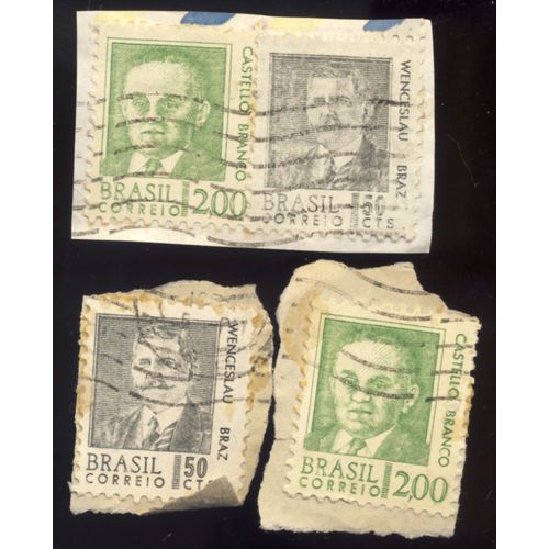 Tmbre Brésil, Castillo Branco 2,00 Oblitéré Rt Wenceslau Braz 50 Cts Oblitéré, Brasil Correio (4 Timbres)
