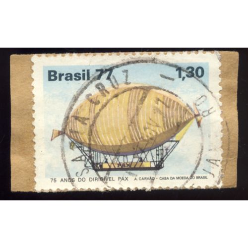Timbre Brésil, 75 Ans Do Irigivel Pax, A. Carvao - Casa Da Moeda Do Brasil, Brasil 77, 1,30 Oblitéré