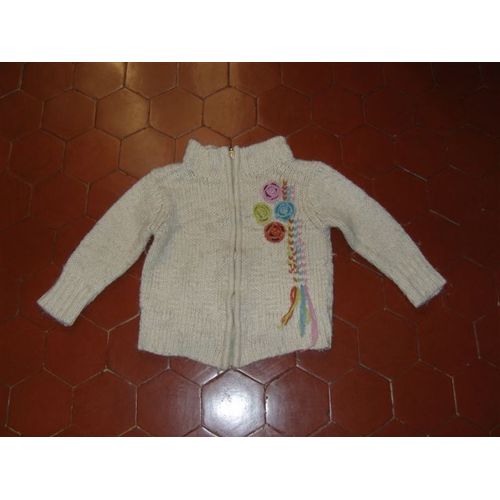 Veste Tricotée Laine Et Acrylique Écru Bts
