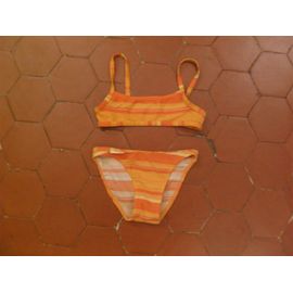 Maillot De Bain 2 Pièces Rayé Orange Tribord