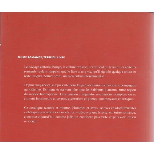 Suisse Romande : Terre Du Livre