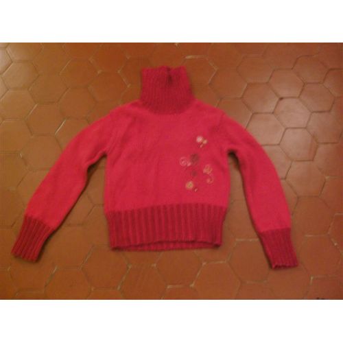 Pull Tricoté Coton Rouge Sucre D'orge