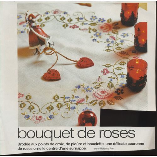 Patron Couture Décoration Broderie Modes Et Travaux N° 1273 : Surnappe Point De Croix " Bouquet De Roses "