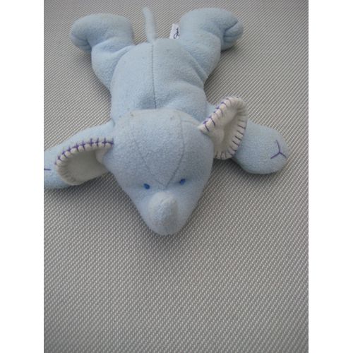 Doudou Éléphant Bleu Coeur Nicotoy 27 Cm