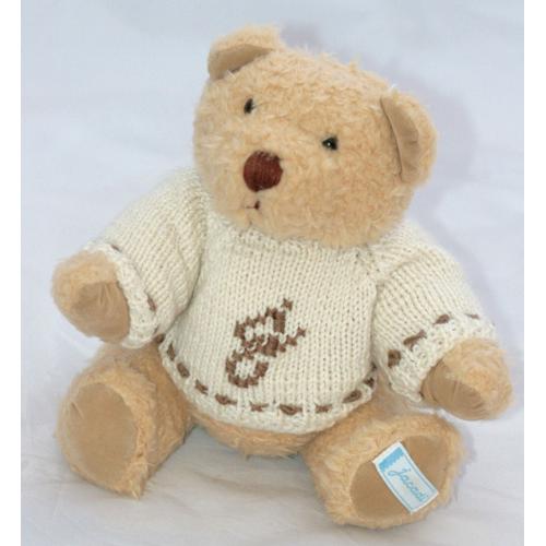 Peluche Ours Articulé Beige Pull Jacadi - 27 Cm